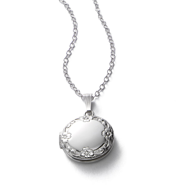 Petite Embossed Locket, Half Inch Across, Sterling Silver