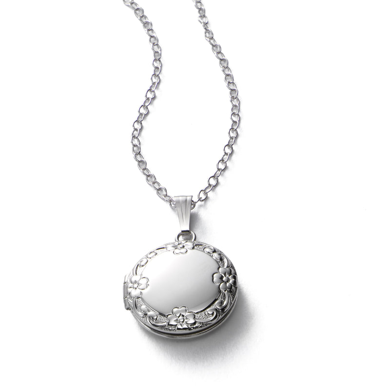 Petite Embossed Locket, Half Inch Across, Sterling Silver