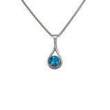 Bezel Set Blue Topaz Drop Pendant, Sterling Silver