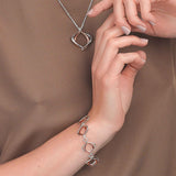 Modern Bracelet, 7.5 Inch, Sterling Silver with 18K Rose Gold Plating