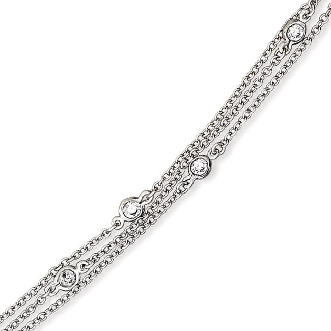 Triple Choker CZ Necklace, Sterling Silver