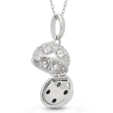 Acorn Shape Locket with White Topaz, Sterling Silver