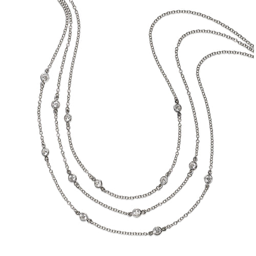 Triple Choker CZ Necklace, Sterling Silver