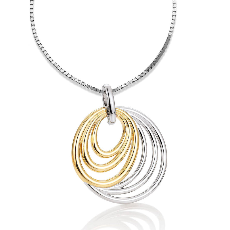 Multi Circle Pendant, Sterling and Yellow Gold Plating