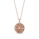 Floral Inspired Locket with White Topaz, Rose Gold Plated