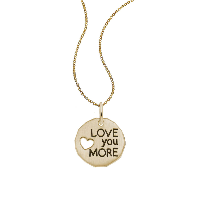 Love You More Charm Tag, 14K Yellow Gold