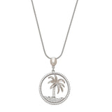 CZ Palm Tree Pendant, Sterling Silver