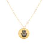 'Hamsa' Disc Enamel Pendant, Gold Leaf, by Evocateur