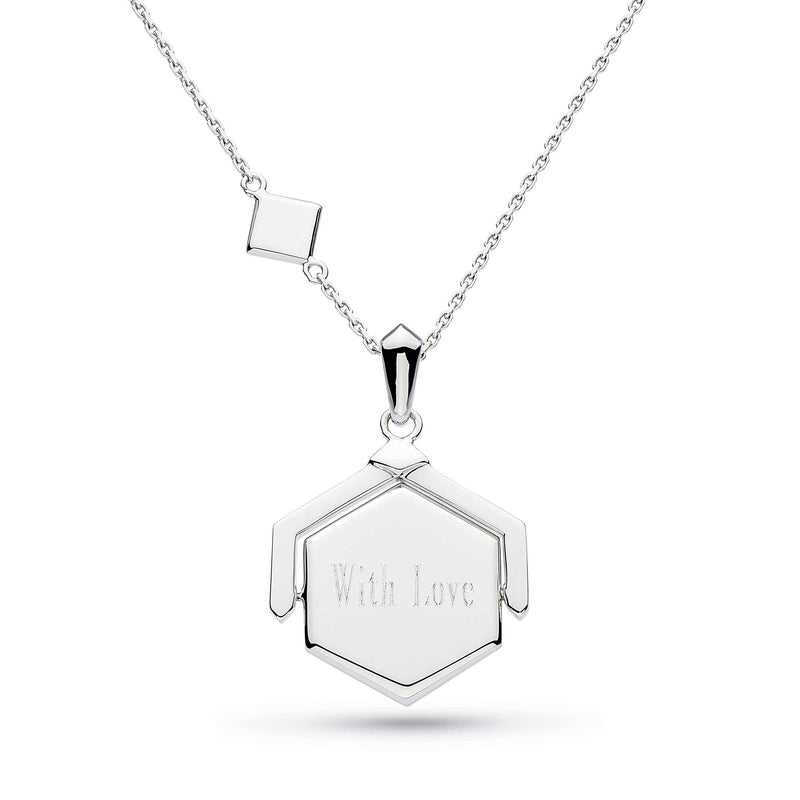 Empire Deco Hexagonal Spinner Pendant, Sterling Silver