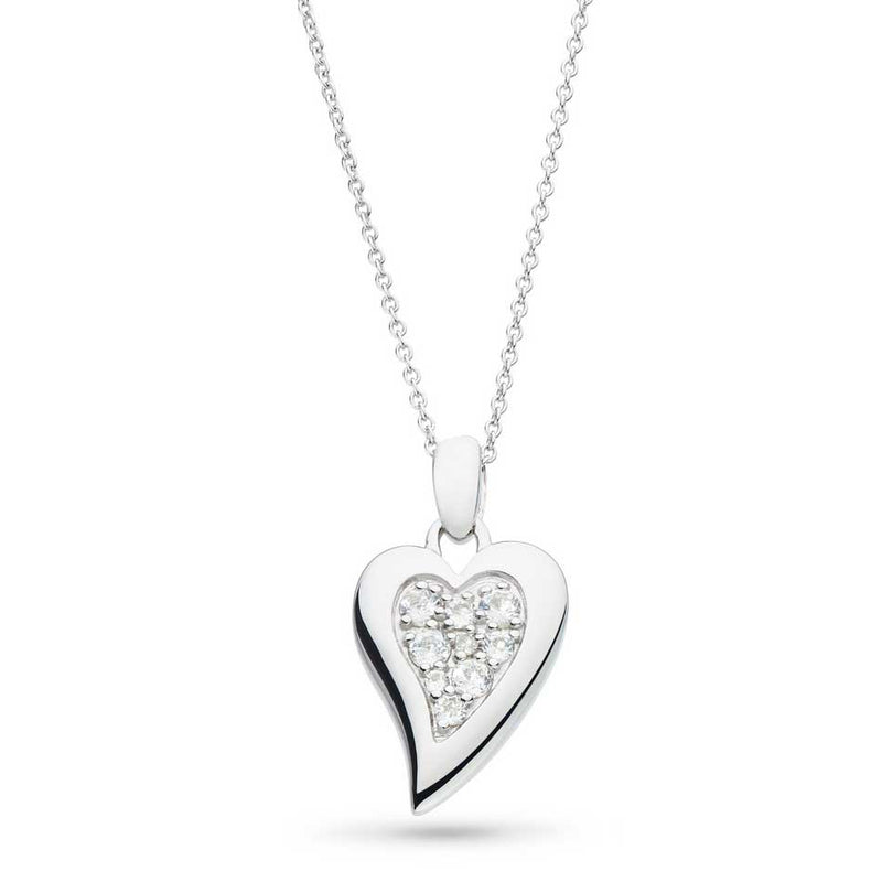 White Topaz Big Heart Pendant, 22 Inches, Sterling Silver