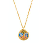 'Kimono Wave' Disc Enamel Pendant, Gold Leaf, by Evocateur