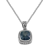Square Black Onyx Pendant, Sterling Silver