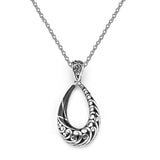 Black Shell Open Pear Shape Pendant, Sterling Silver