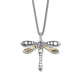 Bali Style Dragonfly Pendant, Sterling Silver and Gold Plating