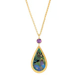 'Wanderers' Teardrop Enamel Pendant, Gold Leaf, by Evocateur