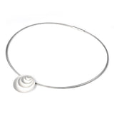 Matte Circles Disk Pendant, Sterling Silver