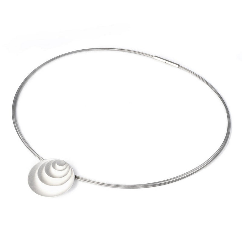 Matte Circles Disk Pendant, Sterling Silver