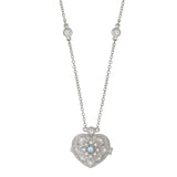 Aquamarine Center Heart Locket, Sterling Silver