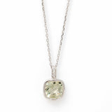 Faceted Prasiolite and Diamond Pendant, Sterling Silver