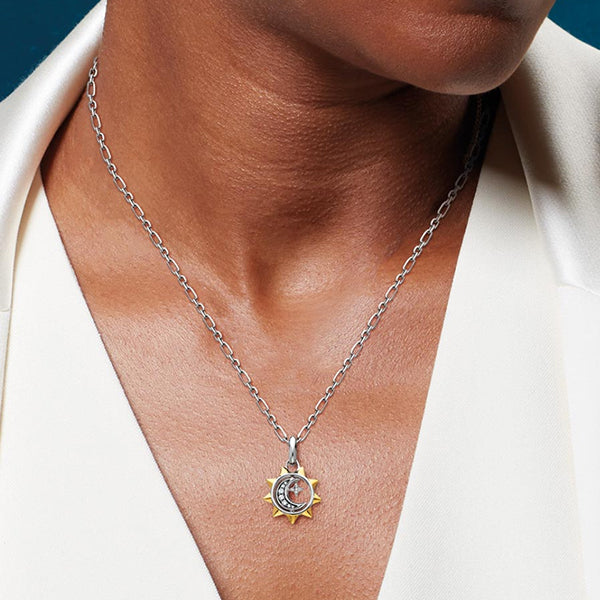 Celeste Pavé CZ Spinner Pendant, Sterling with Gold Plating