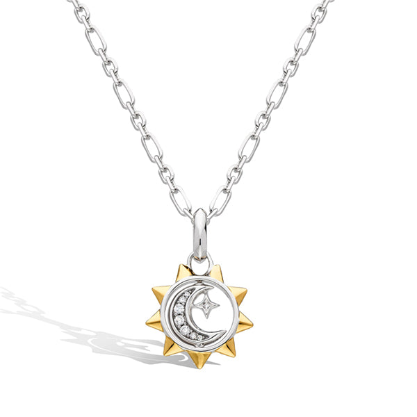 Celeste Pavé CZ Spinner Pendant, Sterling with Gold Plating