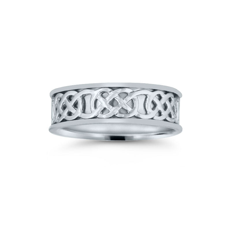 Celtic Braid Design Wedding Band, 7 MM, Argentium Sterling Silver