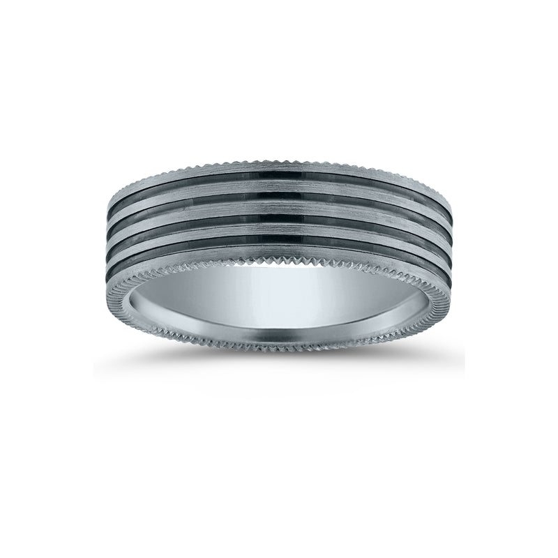 Stripe Design Wedding Band, MM, Argentium Sterling Silver