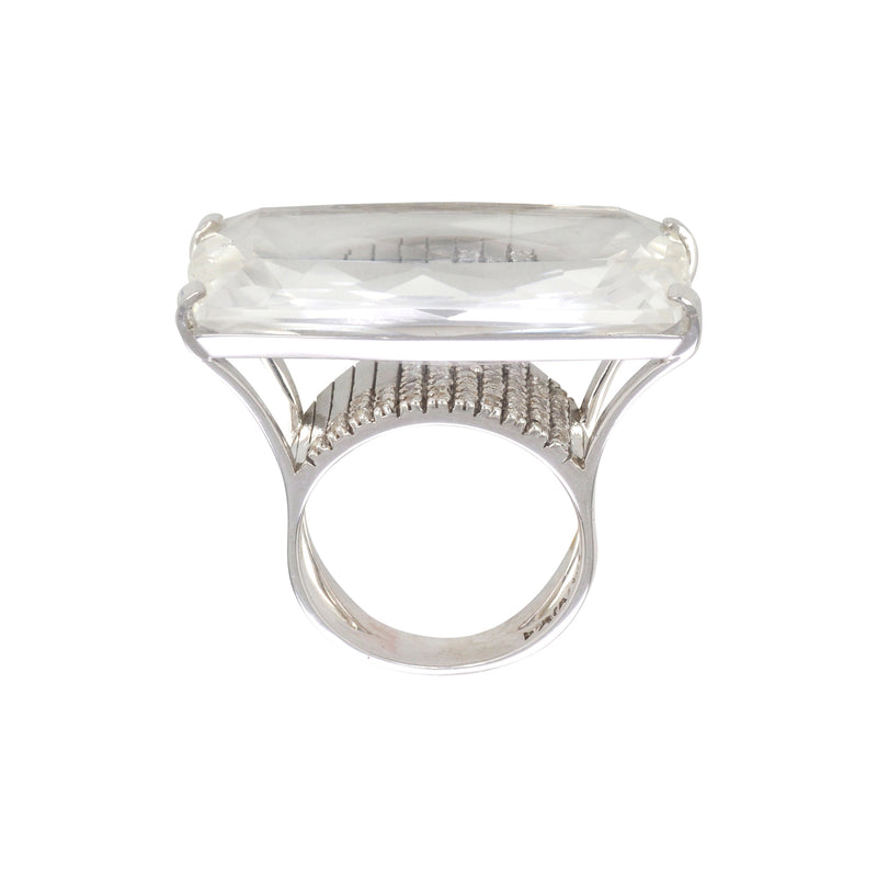 Rock Crystal Quartz and White Topaz Ring, Vermeil