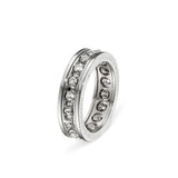 Diamond Cut Bead Ring, Sterling with Rhodium Plating