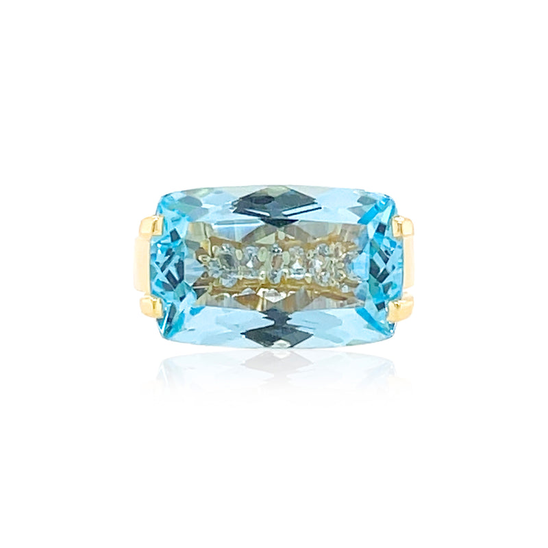Blue Topaz and White Topaz Ring, Yellow Vermeil