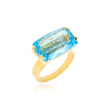 Blue Topaz and White Topaz Ring, Yellow Vermeil