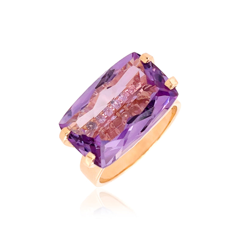 Amethyst and White Topaz Ring, Rose Vermeil