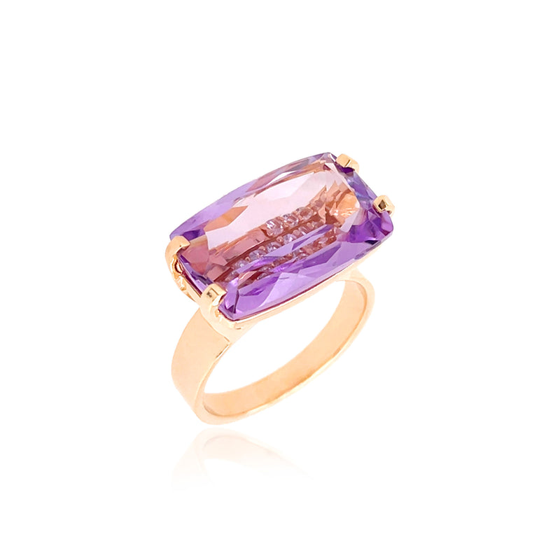 Amethyst and White Topaz Ring, Rose Vermeil