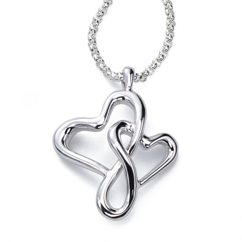 Happy Hearts Charm Pendant, Medium, 18 Inch Chain, Sterling Silver