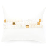 White and Golden Ceramic Tile Stretch Bracelets, Set of 3