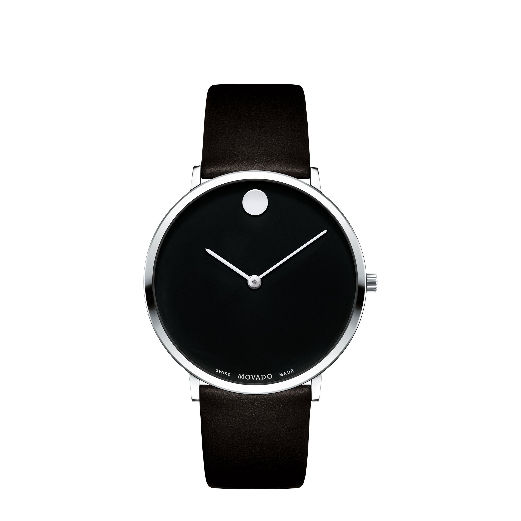 Pre-Owned Movado Black Face Leather-Band Watch – EFG Designs
