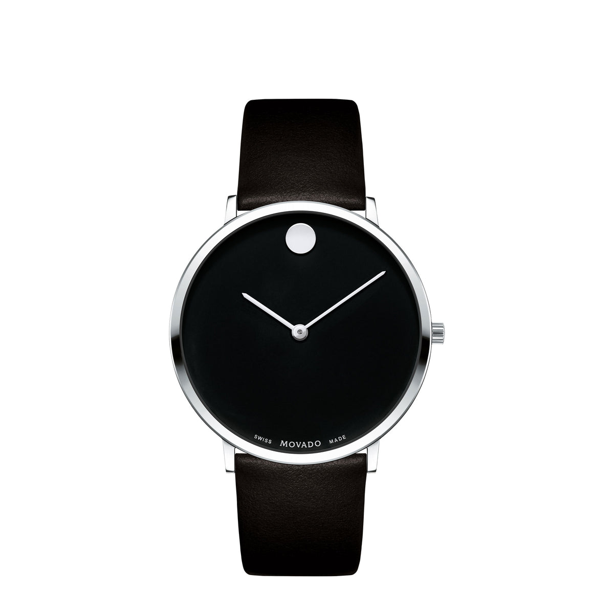 Movado Black Leather Watch Sleek Minimalist Design Movado Women main image 3