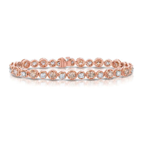 Alternating White and Fancy Brown Diamond Bracelet, 14K Rose Gold