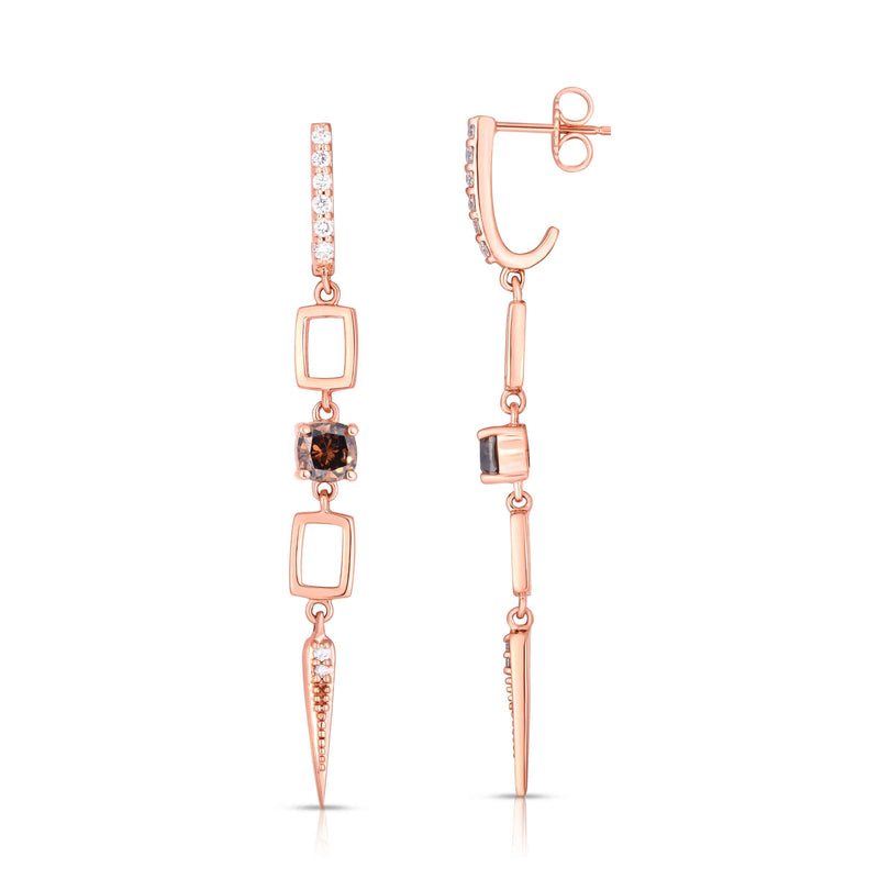 Fancy Brown Diamond Dangle Earrings, 14K Rose Gold