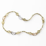 Heart and Swirl Link Ankle Bracelet, 14K