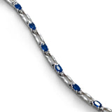 Oval Sapphire and Diamond Link Bracelet, 14K White Gold