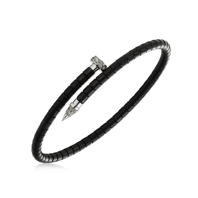 Black Ceramic Bracelet with Diamond Accent, 18K White Gold