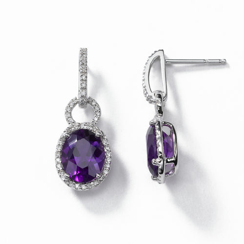 Amethyst and Diamond Earring, 14K