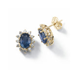 Oval Sapphire and Diamond Earrings, 14K Yellow Gold