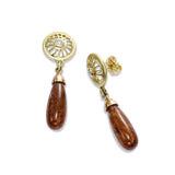 Rutilated Quartz Cabochon Drop Earrings, 18K Yellow Gold