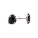 Black Onyx and Diamond Earrings, 14K White Gold