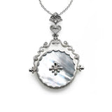 Reversible Charm, Mother of Pearl With Diamonds, 14K White Gold