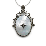 Mother of Pearl Spinner Pendant, Black Finished 14K White Gold