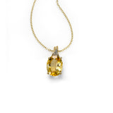 Oval Citrine and Diamond Pendant, 14K Yellow Gold