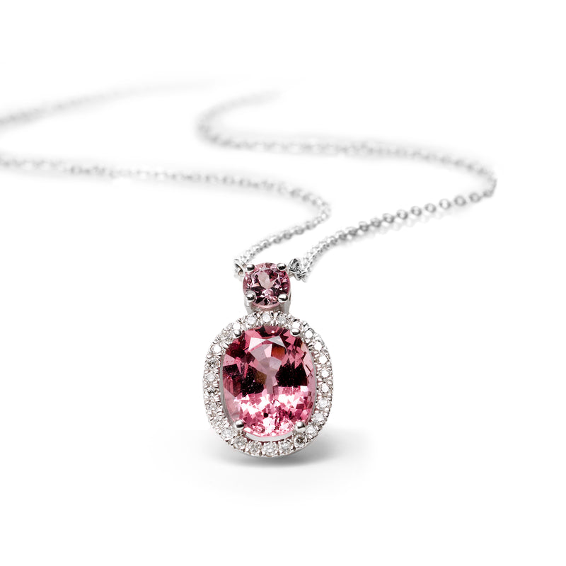 Oval Pink Spinel Pendant with Diamonds, 18K White Gold – EFG Designs